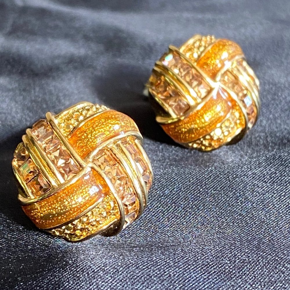 St. John Collection Rhinestone and Enamel Clip On